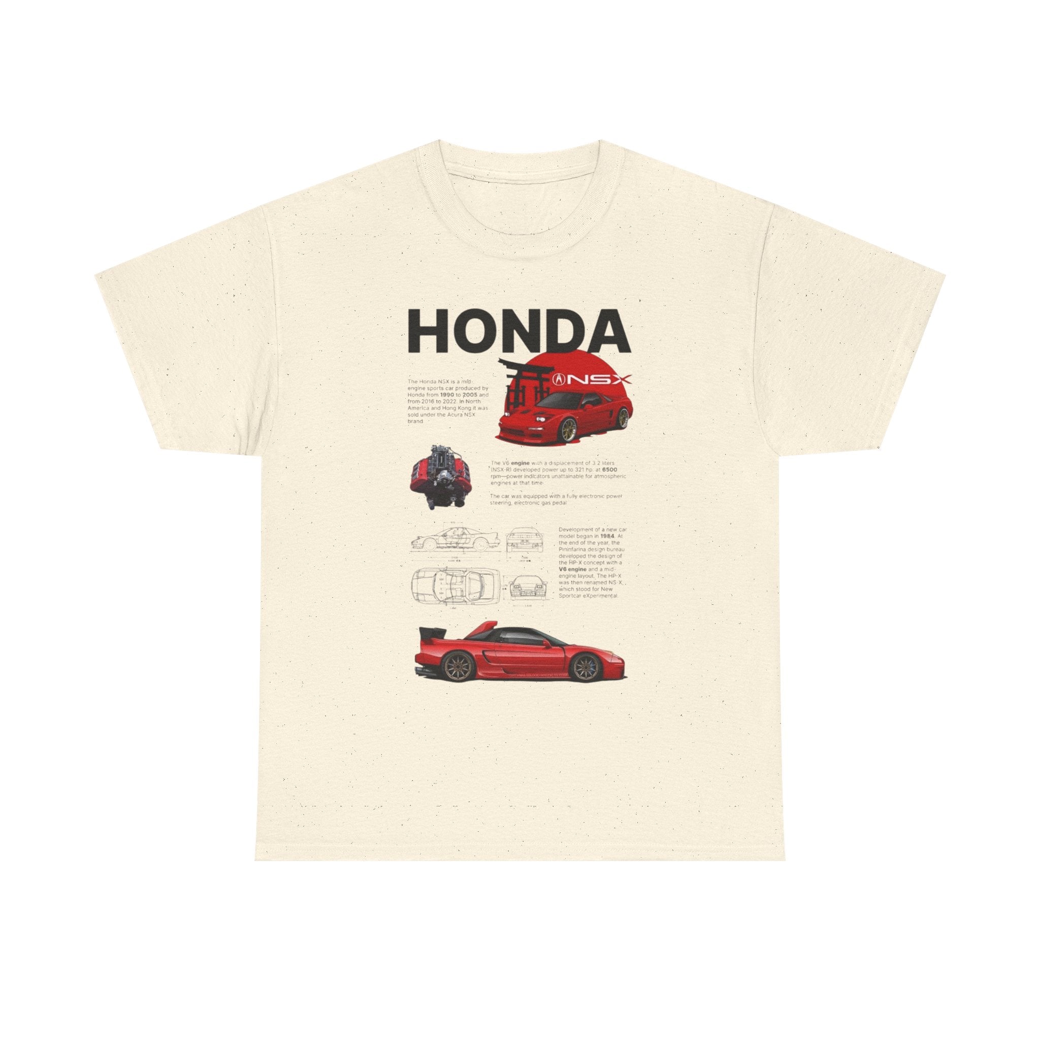 Honda NSX Blueprint Tee — Red Sports Car Diagram T-Shirt