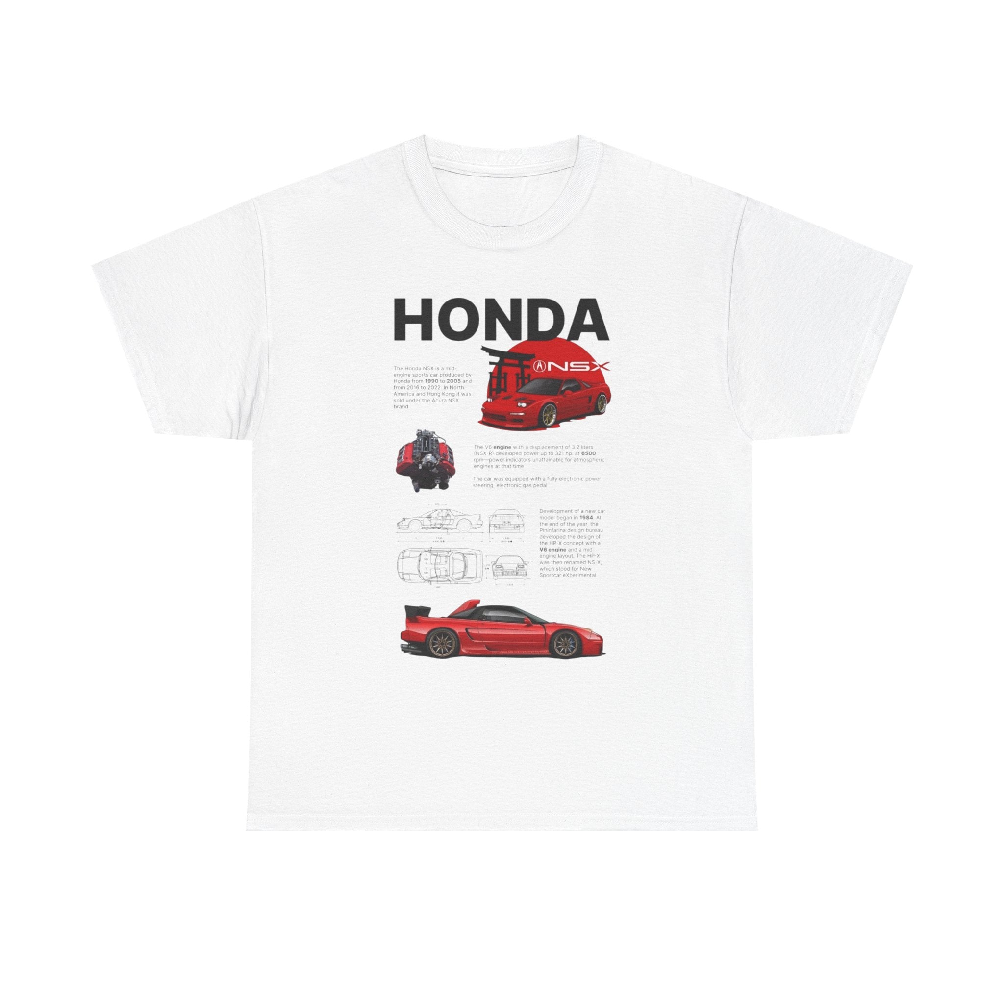 Honda NSX Blueprint Tee — Red Sports Car Diagram T-Shirt