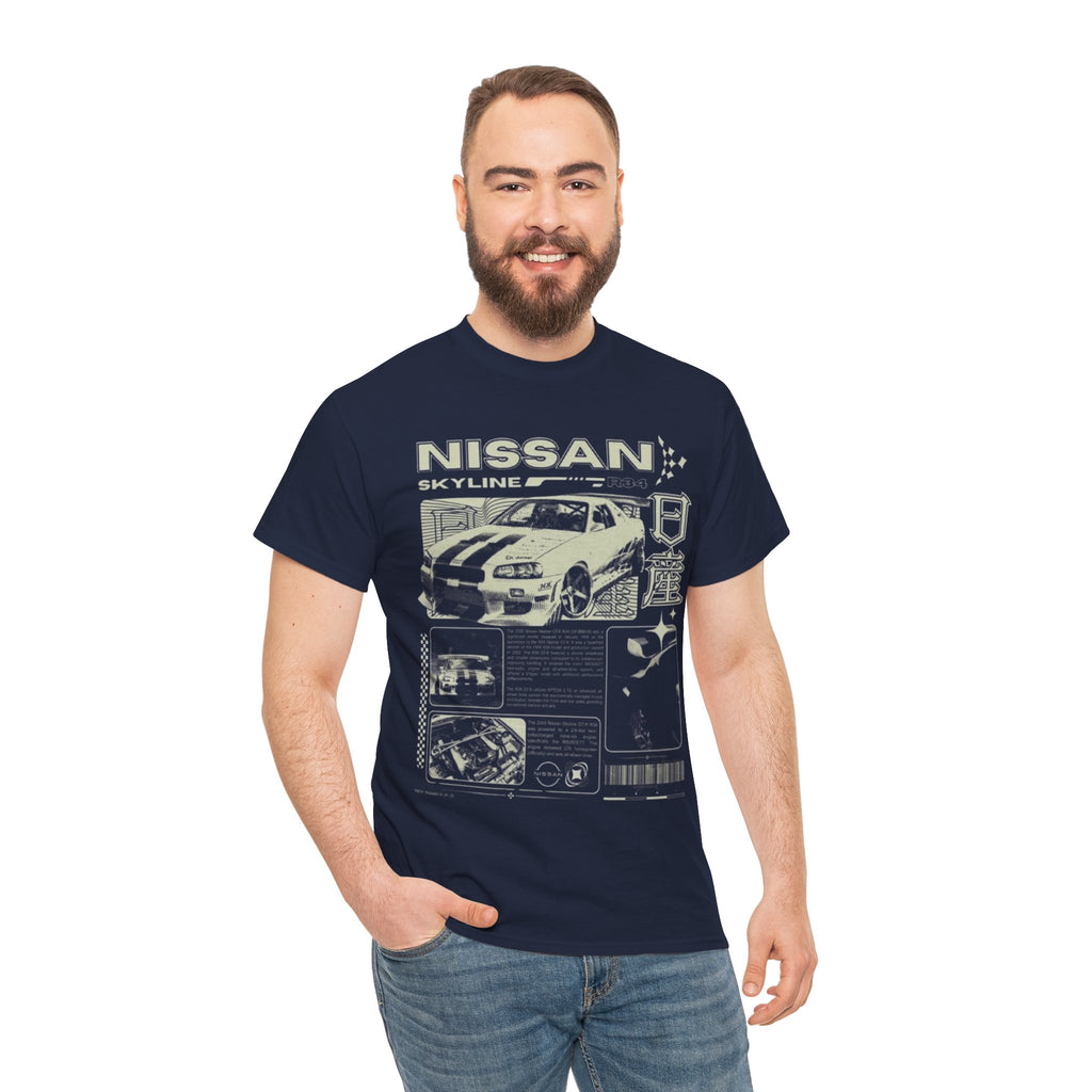 Nissan Skyline Graphic Tee, Unisex Heavy Cotton T-Shirt, Car Enthusiast Apparel, Gift for Auto Lovers, Vintage Style Tee