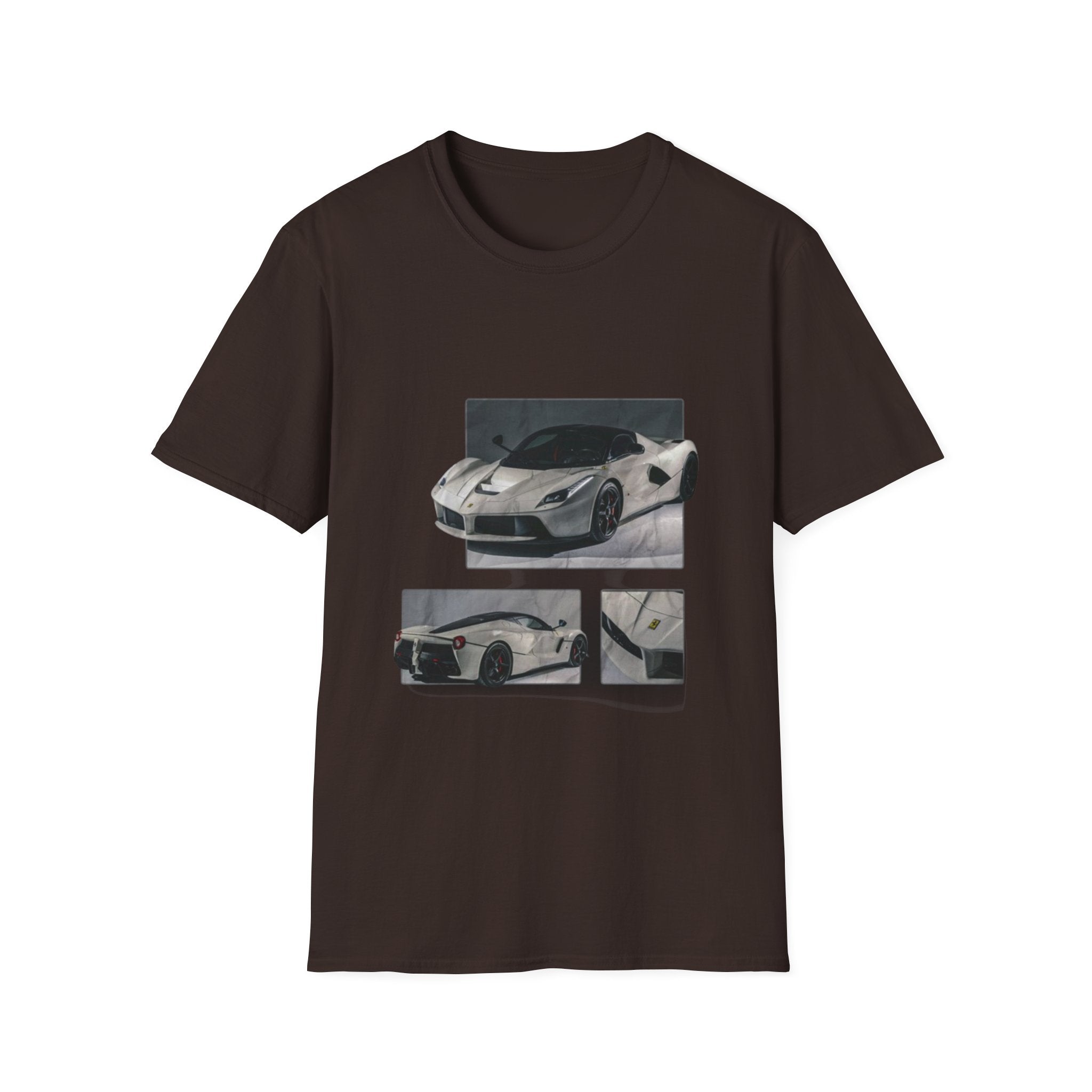 Sports Car Photo T-Shirt — White Supercar Collage Tee