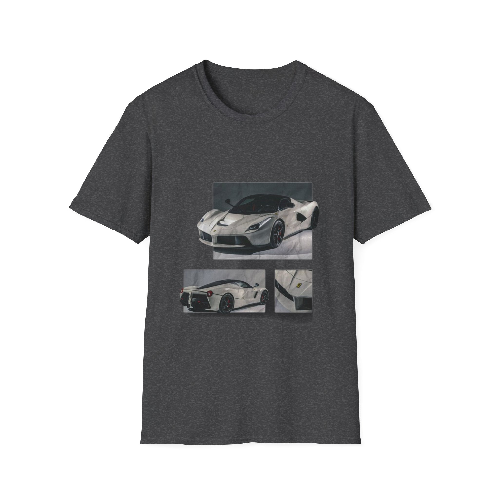 Sports Car Photo T-Shirt — White Supercar Collage Tee