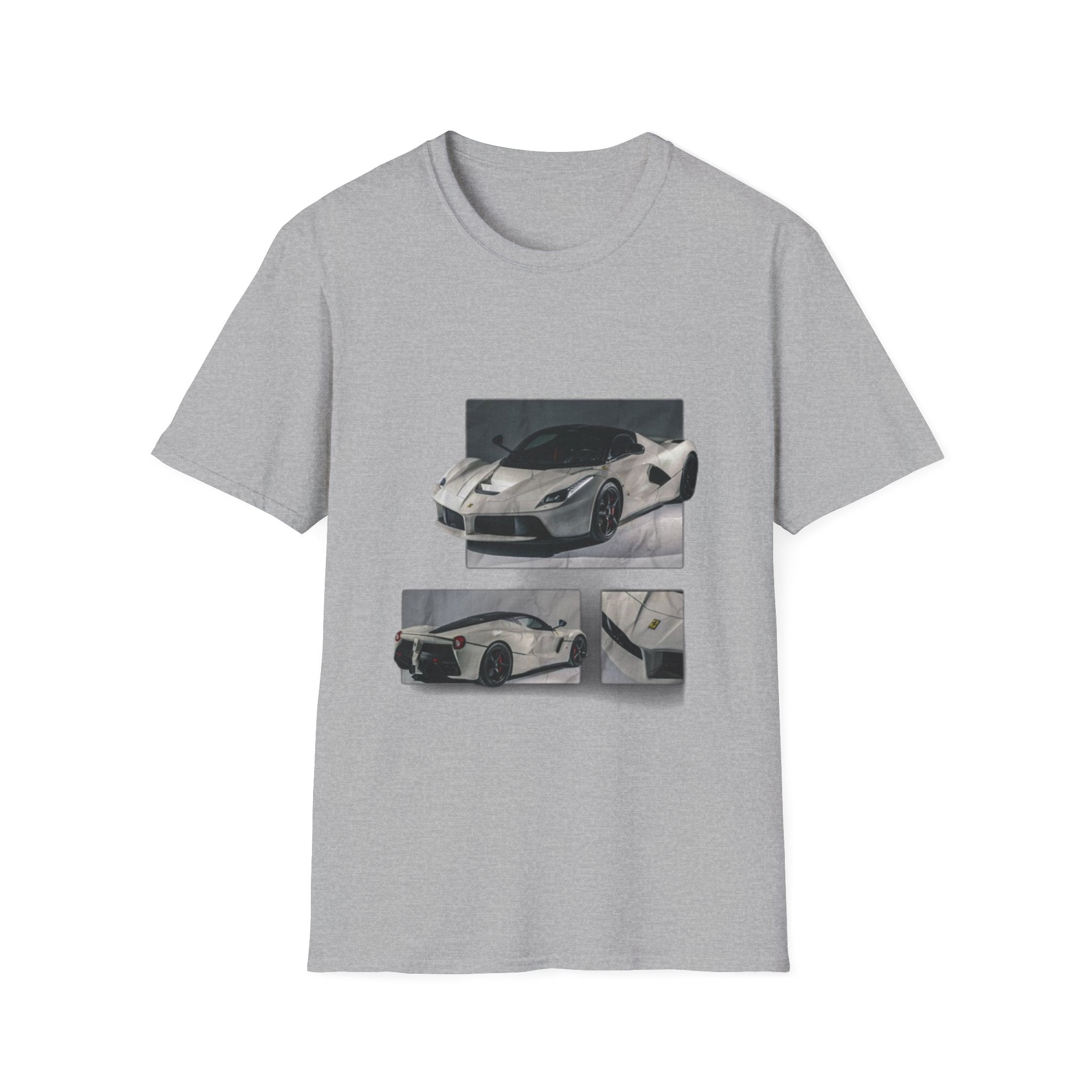 Sports Car Photo T-Shirt — White Supercar Collage Tee