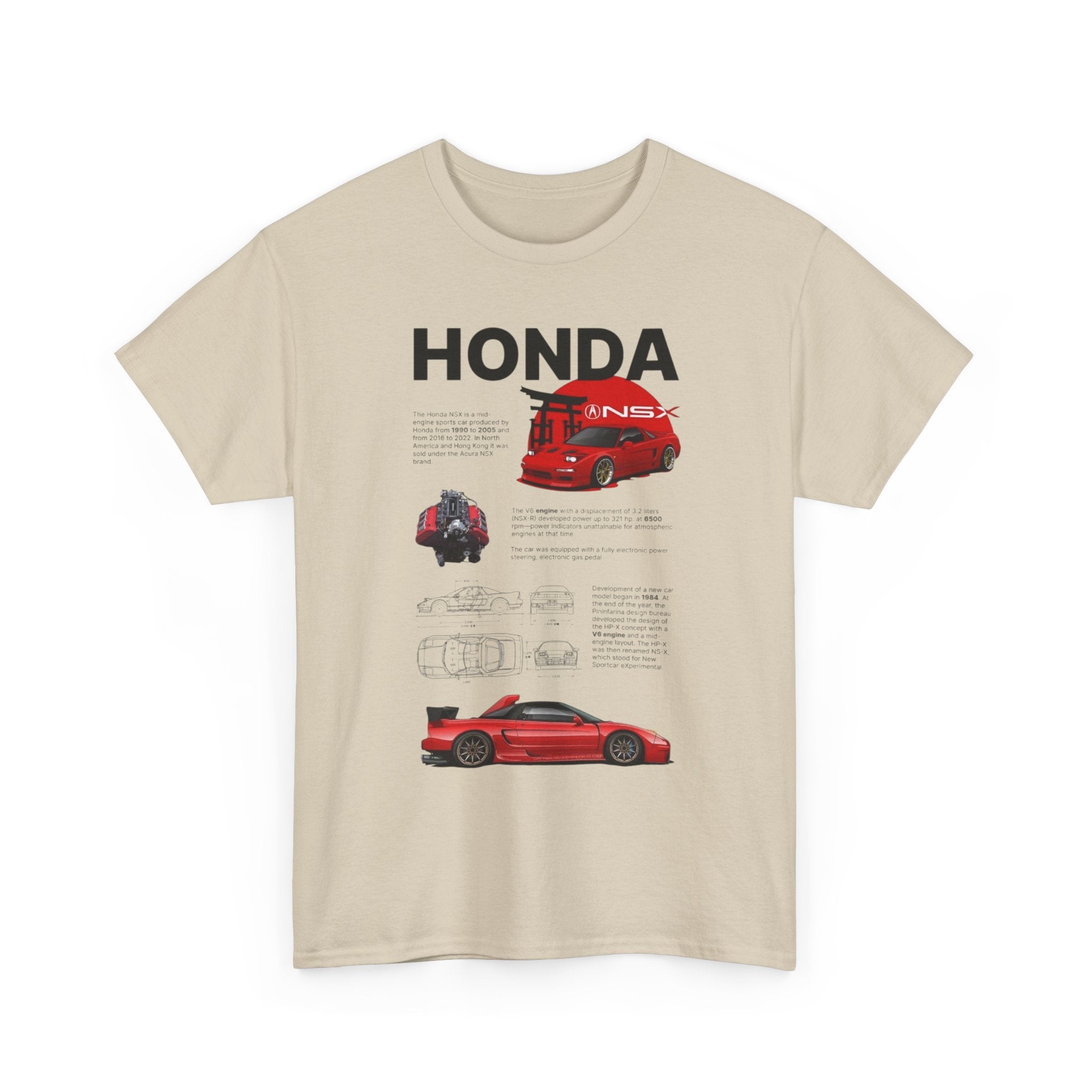 Honda NSX Blueprint Tee — Red Sports Car Diagram T-Shirt