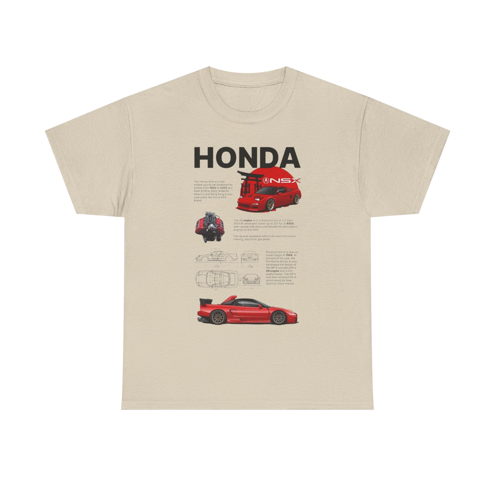 Honda NSX Blueprint Tee — Red Sports Car Diagram T-Shirt