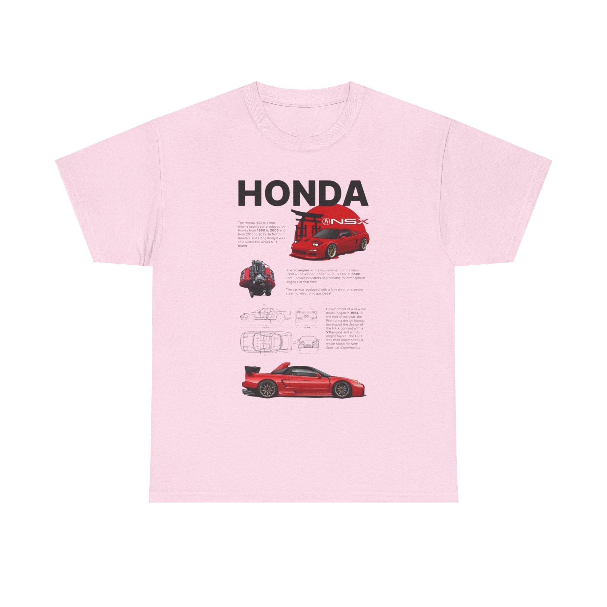 Honda NSX Blueprint Tee — Red Sports Car Diagram T-Shirt