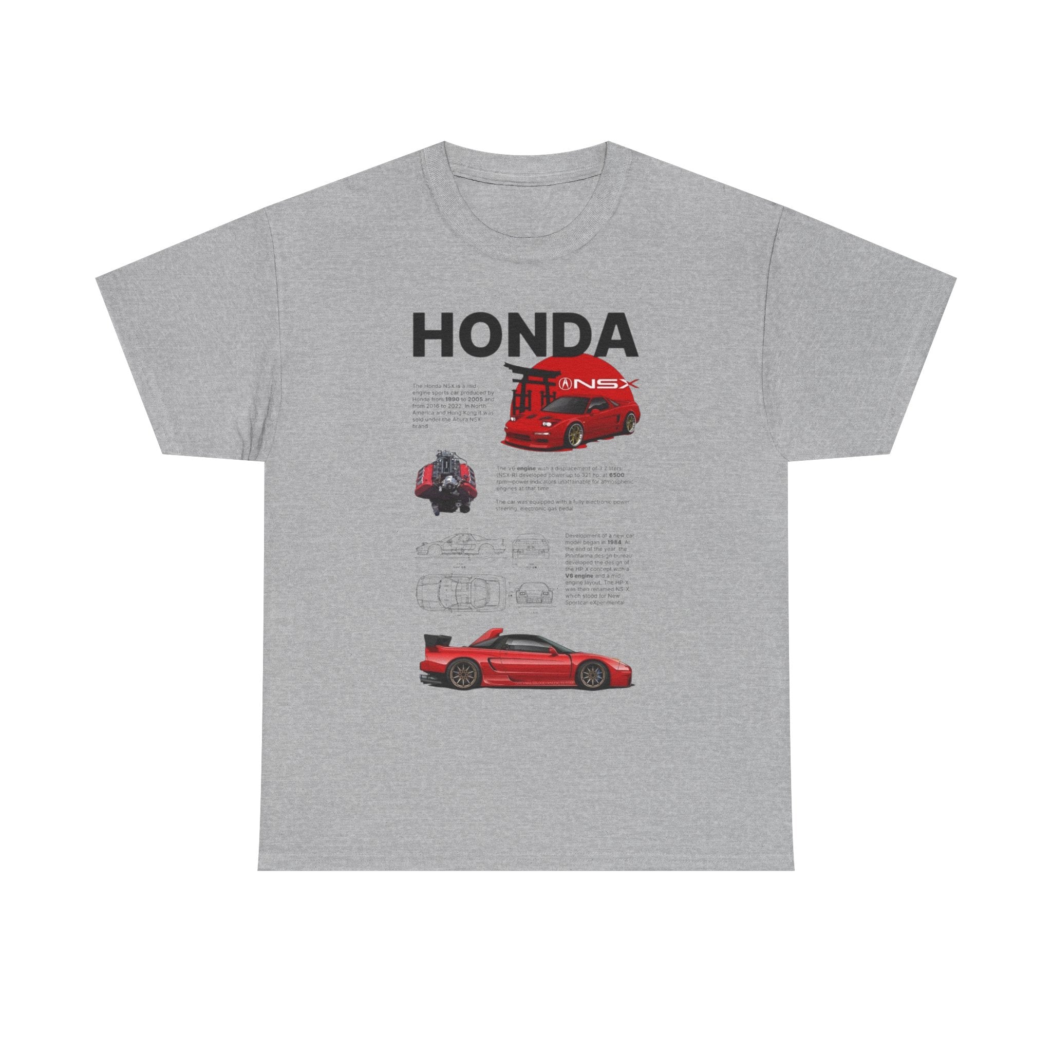 Honda NSX Blueprint Tee — Red Sports Car Diagram T-Shirt