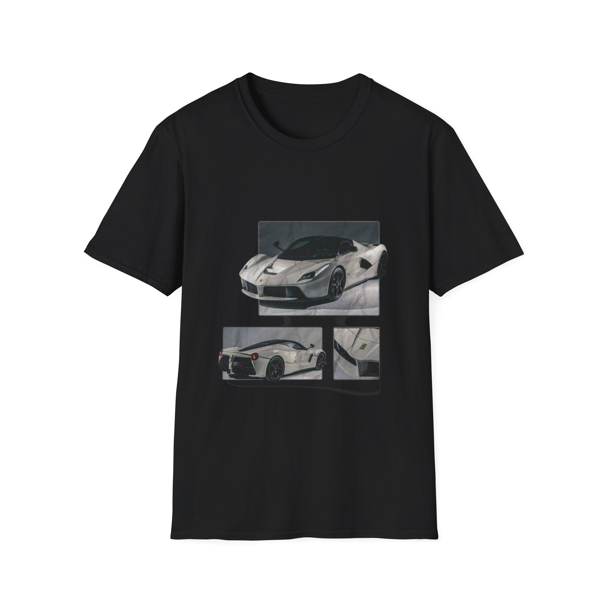Sports Car Photo T-Shirt — White Supercar Collage Tee