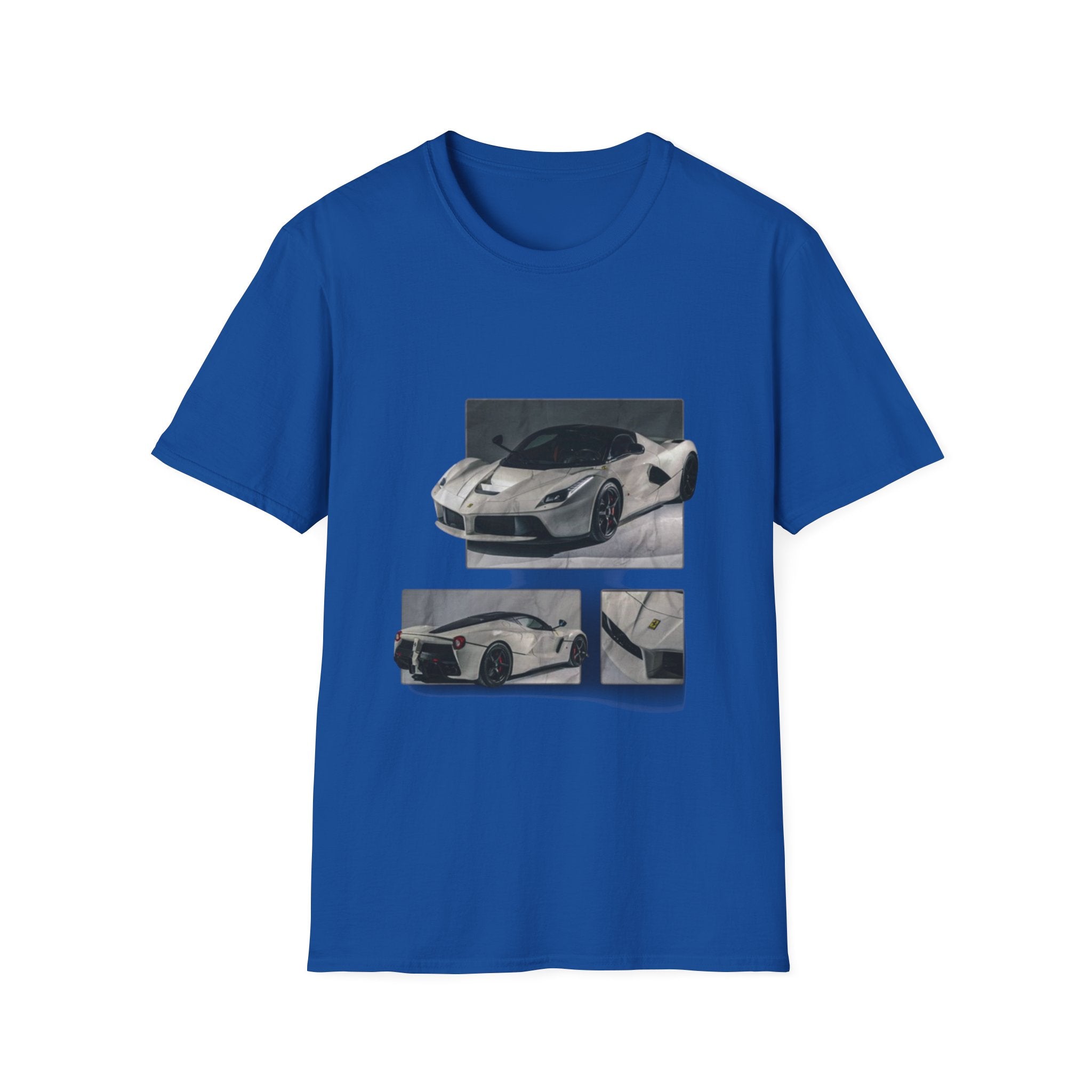 Sports Car Photo T-Shirt — White Supercar Collage Tee