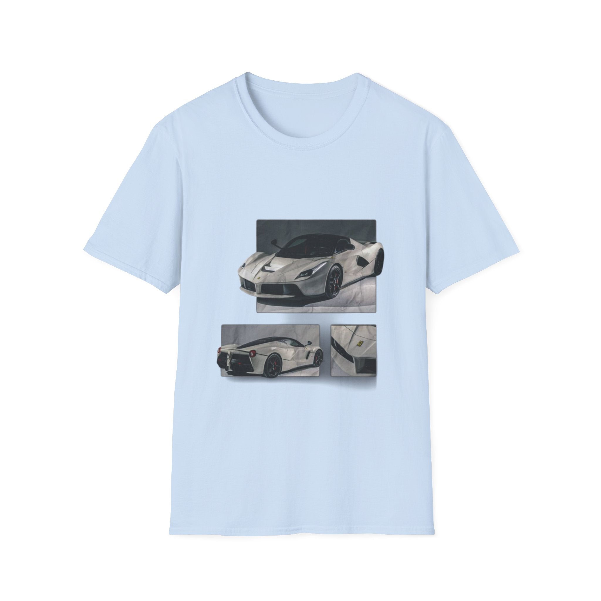 Sports Car Photo T-Shirt — White Supercar Collage Tee